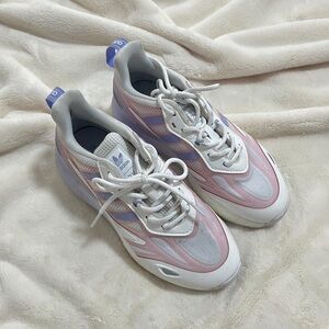 adidas ♡ pink purple white ZX 2K boost 2.0 shoes sneakers size 6